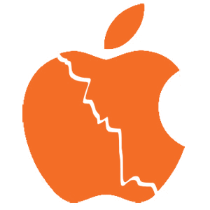 Cracked Apple icon representing platter damage caused by improper handling