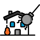 Icon of a house being wrecked by a demolition ball, representing the irreversible damage caused by unqualified data recovery providers